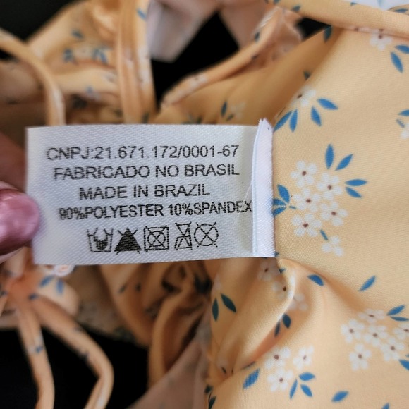 Farago The Label Lucia Triangle Bikini Top in Yellow Floral - NWT - Picture 12 of 12